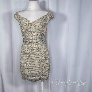 NWT Lush Off the Shoulder Metallic Cheetah Bodycon Dress